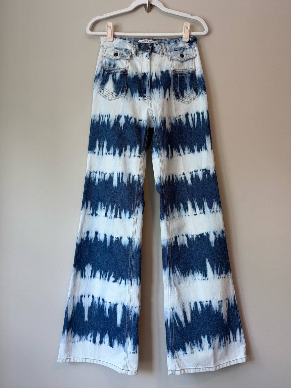 Gerard Darel Tie-Dye Shibori Wide Leg Jeans FR 36 / US 4/6 Boho Festival